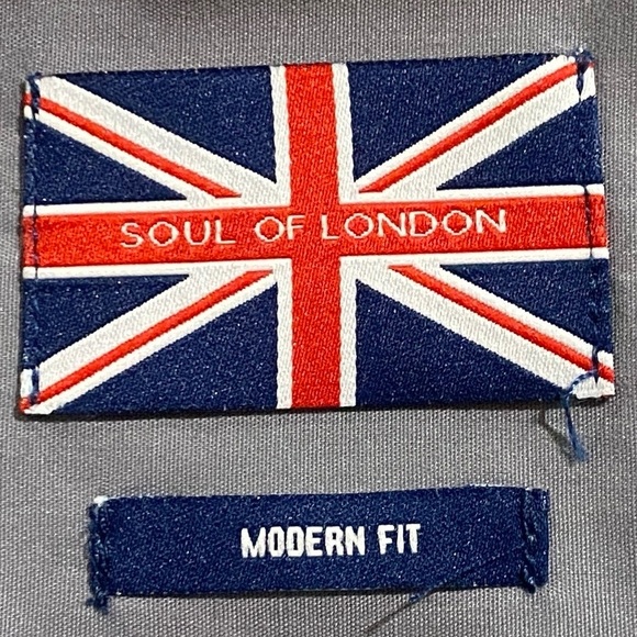 Soul Of London Men's Large Gray Modern Fit Button Down Long Sleeve Dress Shirt - Picture 10 of 13